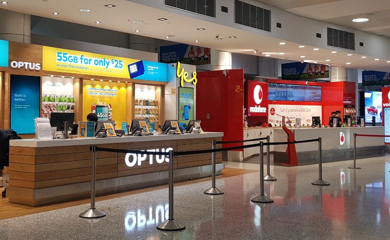 Airport Sim Counters at Sydney Airport 