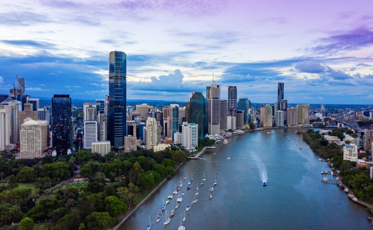 Brisbane skyline at sunset, Australia