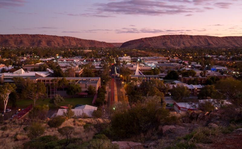 Alice Springs town centre northern territory at sunset 