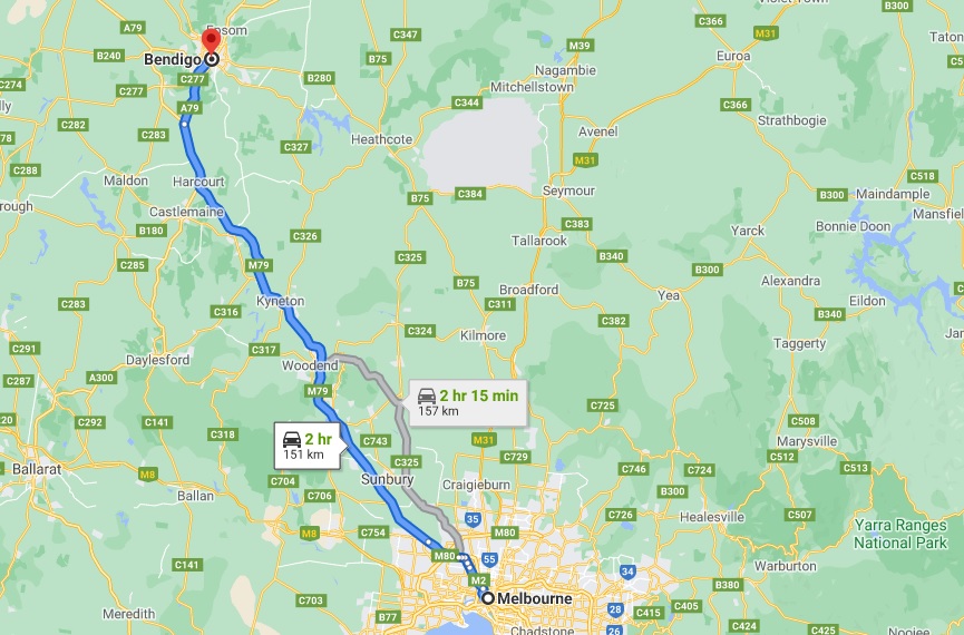 Map Melb to Ballarat