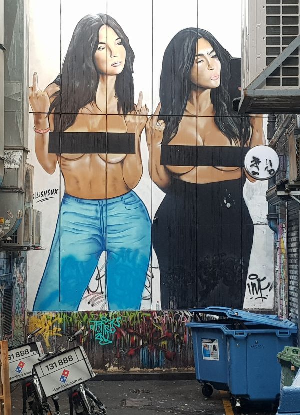 Kim Kardashian mural by lushsux in Melbourne lane