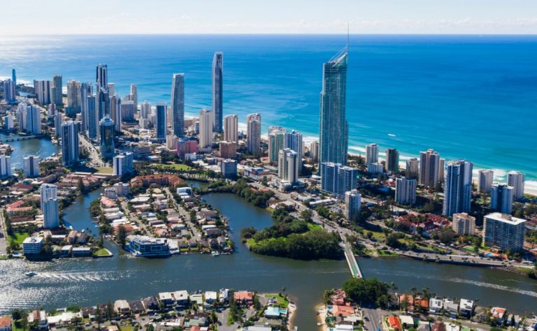 View of Surfers Paradise from aeroplane