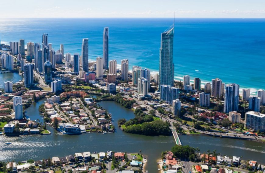 View of Surfers Paradise from aeroplane