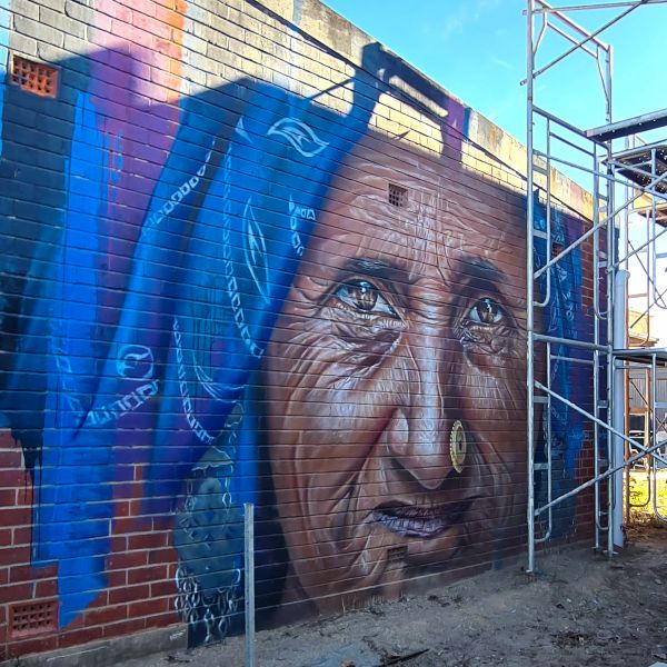 Adnate Mural of old woman Tumby Bay