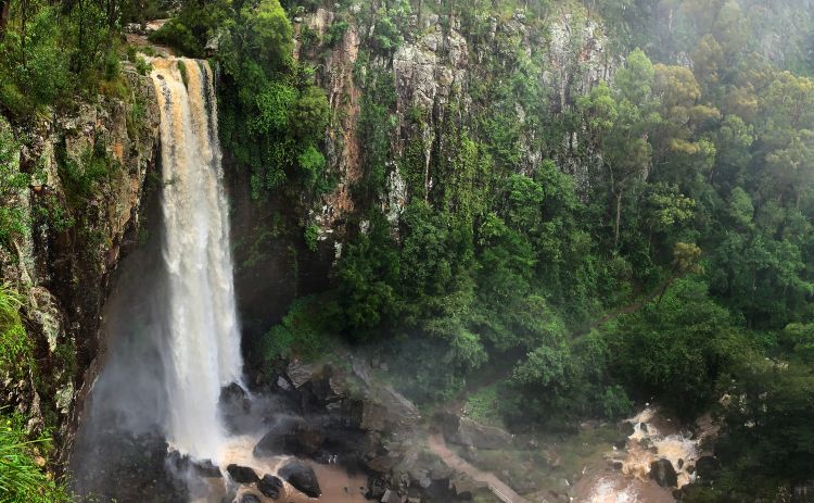 View of Queen Mary Falls near Killarney, Queensland, Australia after and during rain