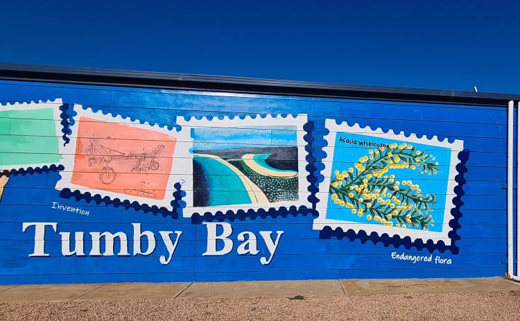 Tumby Bay Town mural of postage stamps