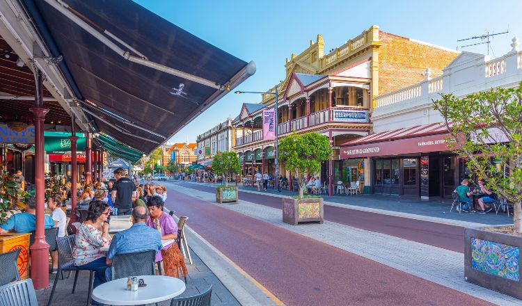 Street with historical houses in Fremantle, Australia