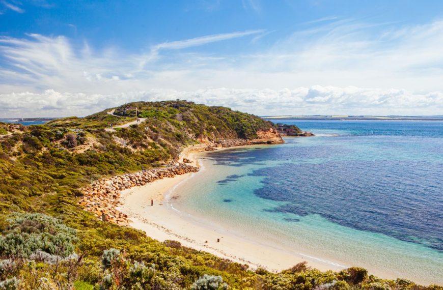 Point Nepean and Port Phillip Bay on a hot summer's day in Victoria, Australia