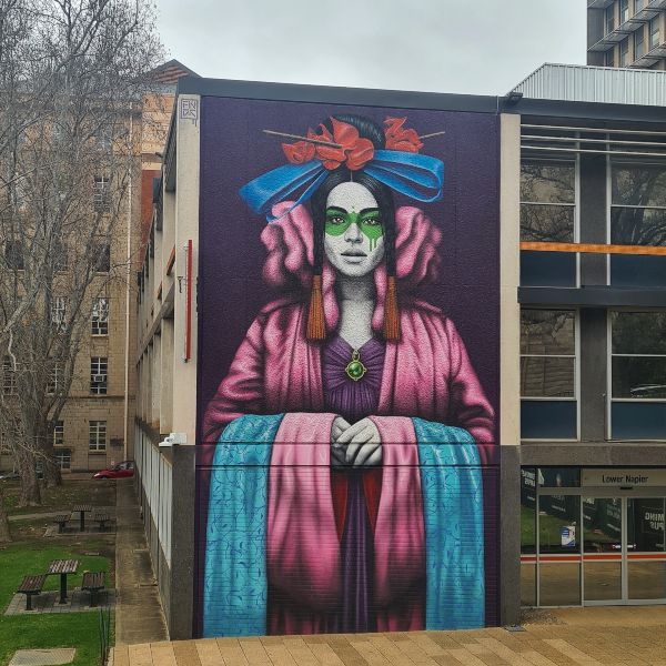 The University of Adelaide mural of woman Fin Dac