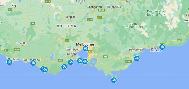 Beaches of Victoria map