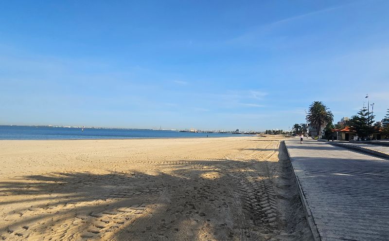 St Kilda Beach in Melbourne on a winter morning
